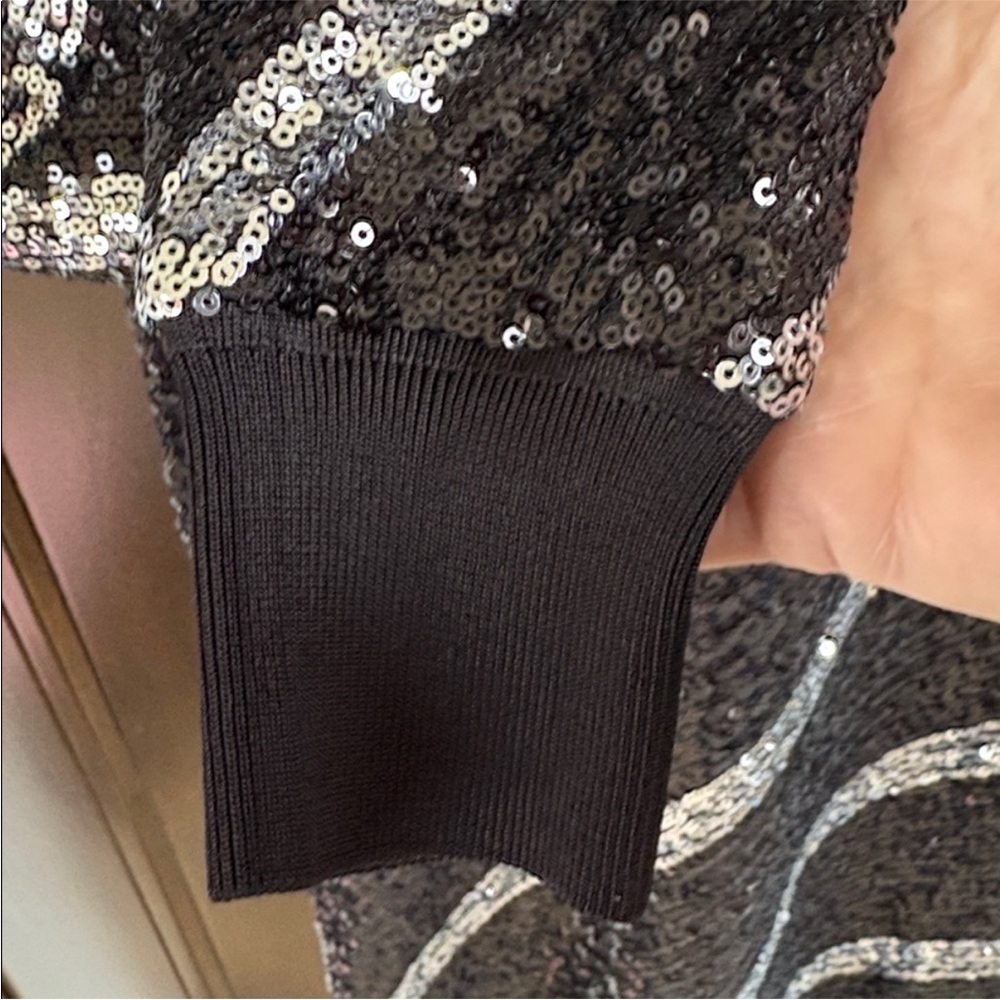 Like New All Saints Jules Sequined Dress Black Silver Generous Size XS - Picture 8 of 13